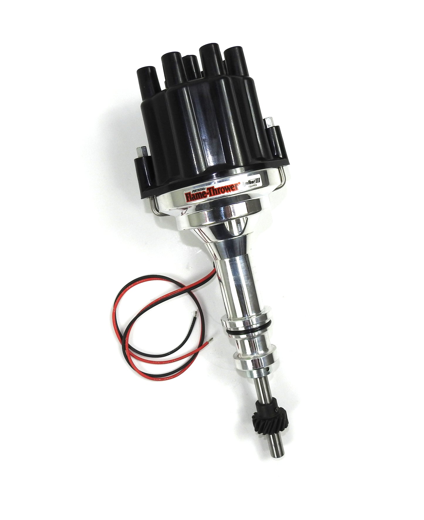 PerTronix D7231800 Flame-Thrower Electronic Distributor Billet Marine Ford 351W Plug and Play with Ignitor III featuring multiple sparks to red line and an adjustable REV limiter Black Cap