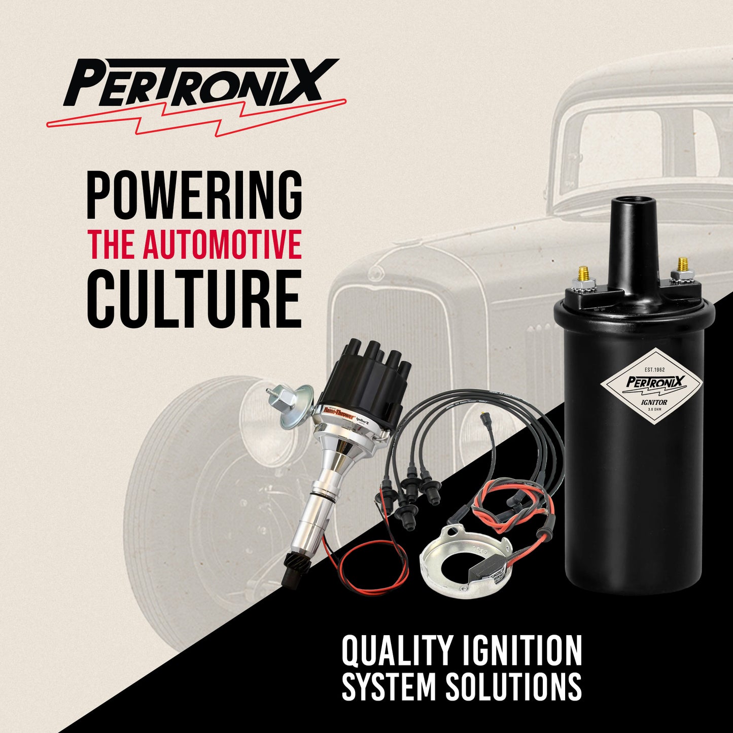 PerTronix 40011 Ignitor Oil Filled 40,000 Volt Ignition Coil with 1.5 Ohms Resistance in Black