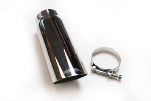 JBA Performance Exhaust 12-08209 2.5” x 3” x 9”  Polished S/S Angle Cut Chrome Tip - Clamp on