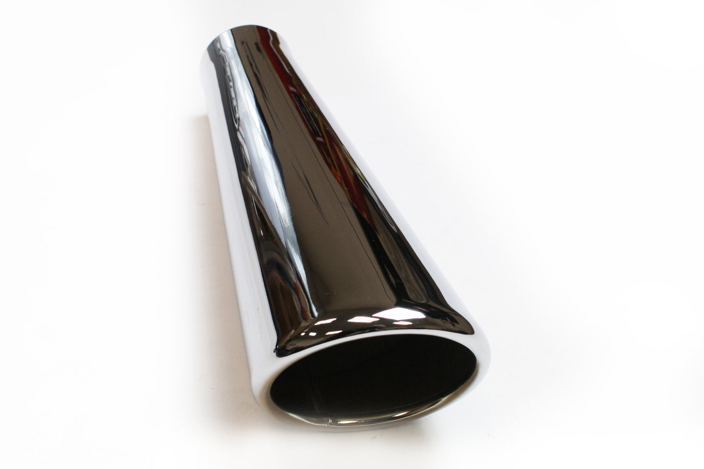 JBA Performance Exhaust  12-08211 2” x 4” x 11” Rolled S/S Angle Cut Chrome Trumpet Tip - Weld on