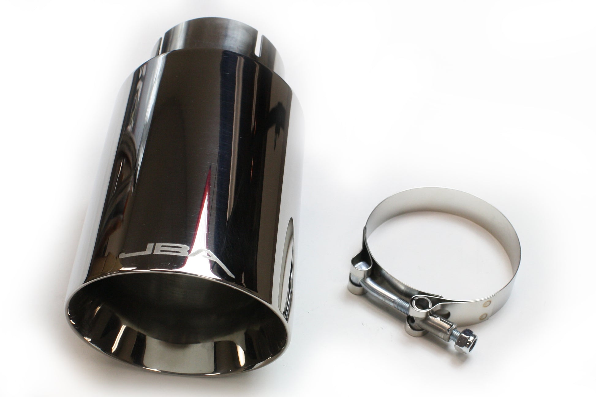 JBA Performance Exhaust 12-08282 2.5” x 4.5” x 8 1/4” Double Wall Polished S/S Chrome Tip - Clamp on