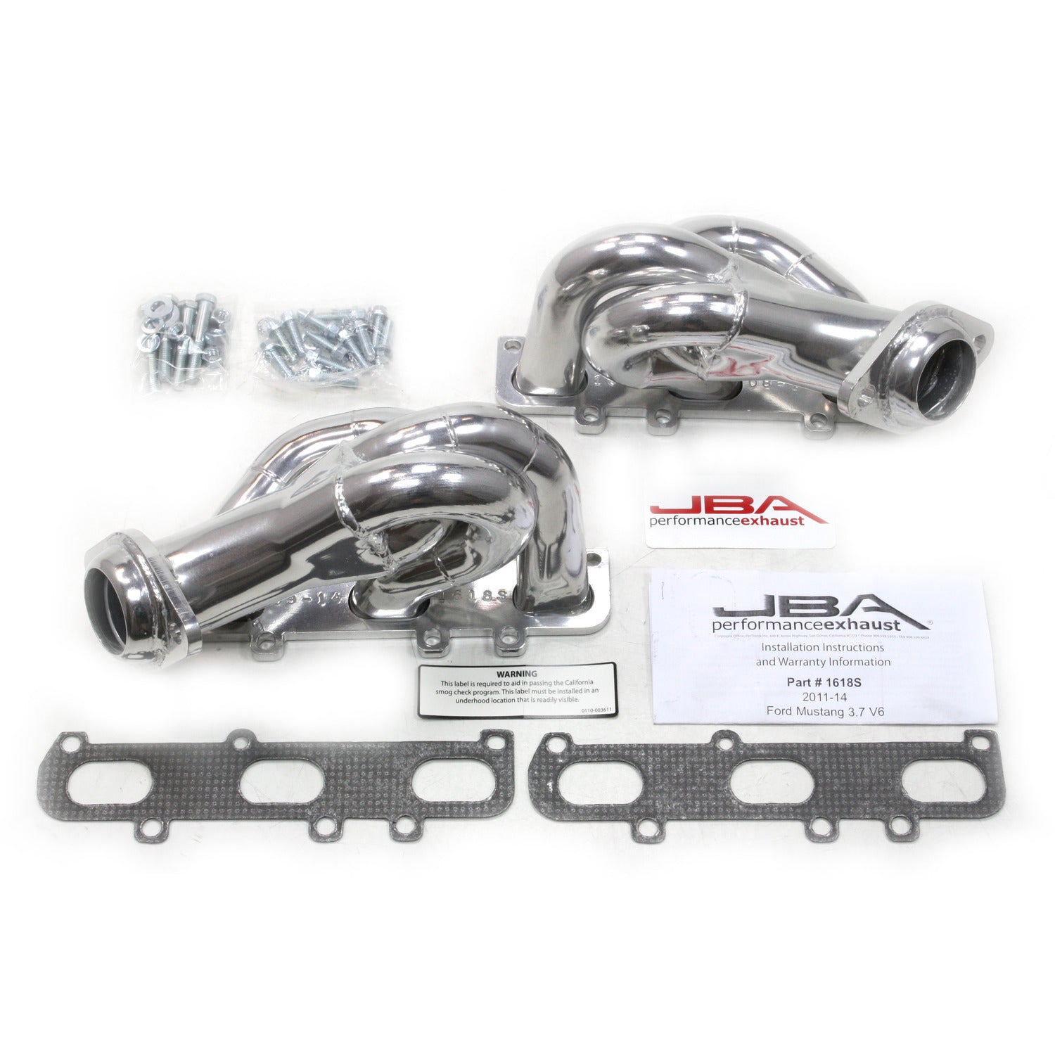 JBA Performance Exhaust 1618SJS Header Shorty Stainless Steel 11-17 Mustang 3.7L V6 Silver Ceramic