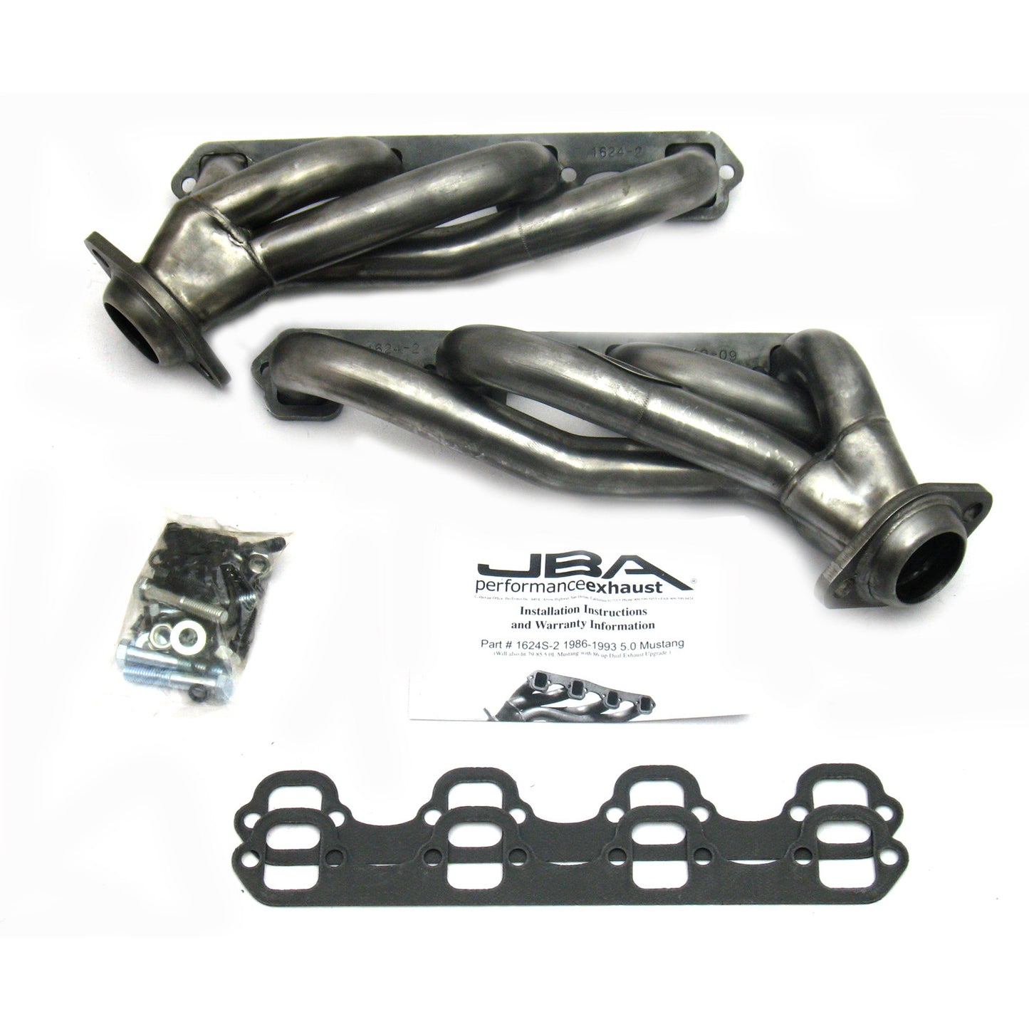 JBA Performance Exhaust 1624S-2 1 5/8" Header Shorty Stainless Steel 86-93 Mustang 5.0L