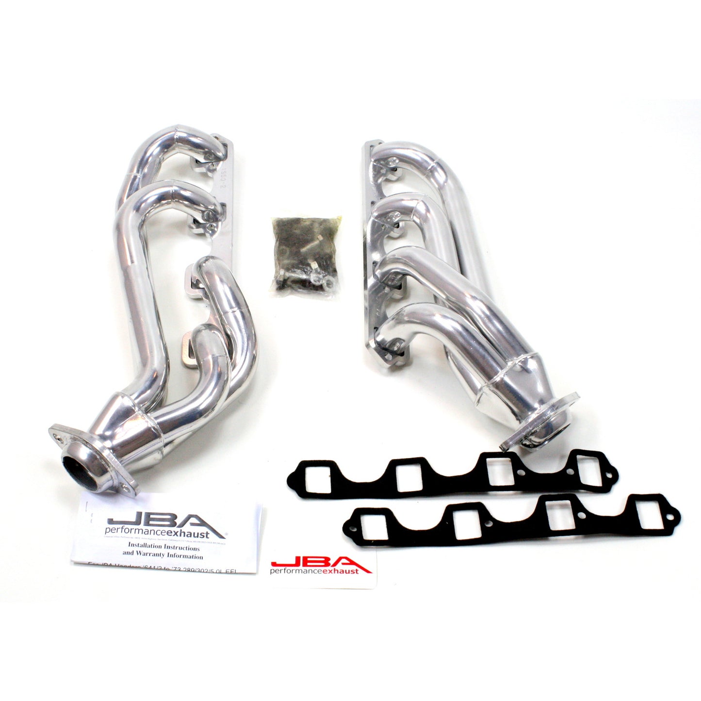 JBA Performance Exhaust 1650S-2JS 1 5/8" Header Shorty Stainless Steel 65-73 Mustang 289/302 with GT40 P Cylinder Head Silver Ceramic