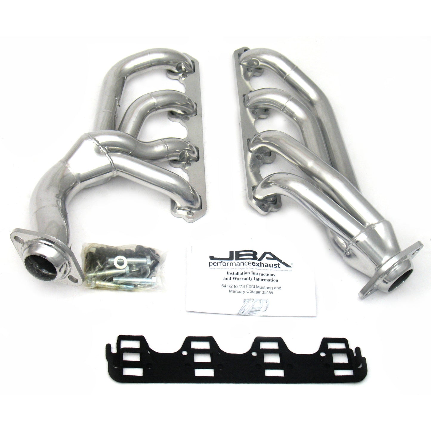 JBA Performance Exhaust 1655SJS 1 5/8" Header Shorty Stainless Steel 65-73 Mustang 351W Cable Clutch Silver Ceramic