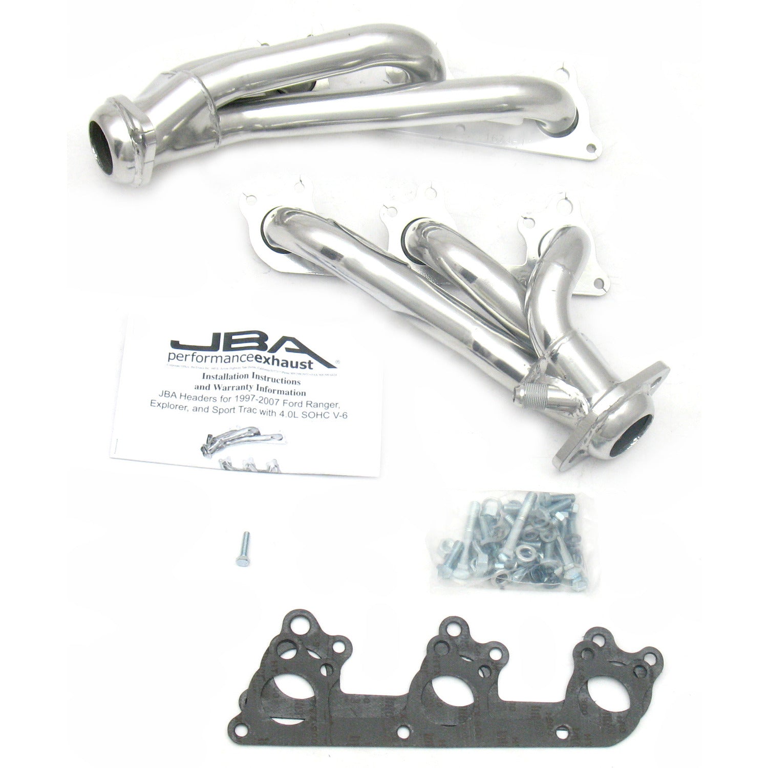 JBA Performance Exhaust 1674S-1JS 1 1/2" Header Shorty Stainless Steel 97-11 Ranger/Explorer 4.0L SOHC Silver Ceramic