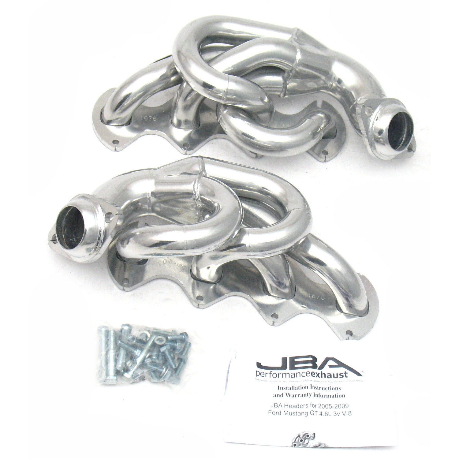 JBA Performance Exhaust 1675SJS 1 5/8" Header Shorty Stainless Steel 05-10 Mustang 4.6L 3 Valve Silver Ceramic