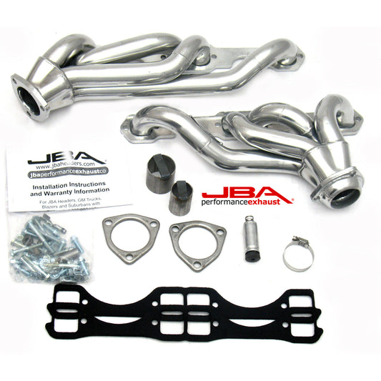 JBA Performance Exhaust 1830S-6JS 1 5/8" Header Shorty Stainless Steel GM Truck 5.0/5.7L with Carburetor Silver Ceramic