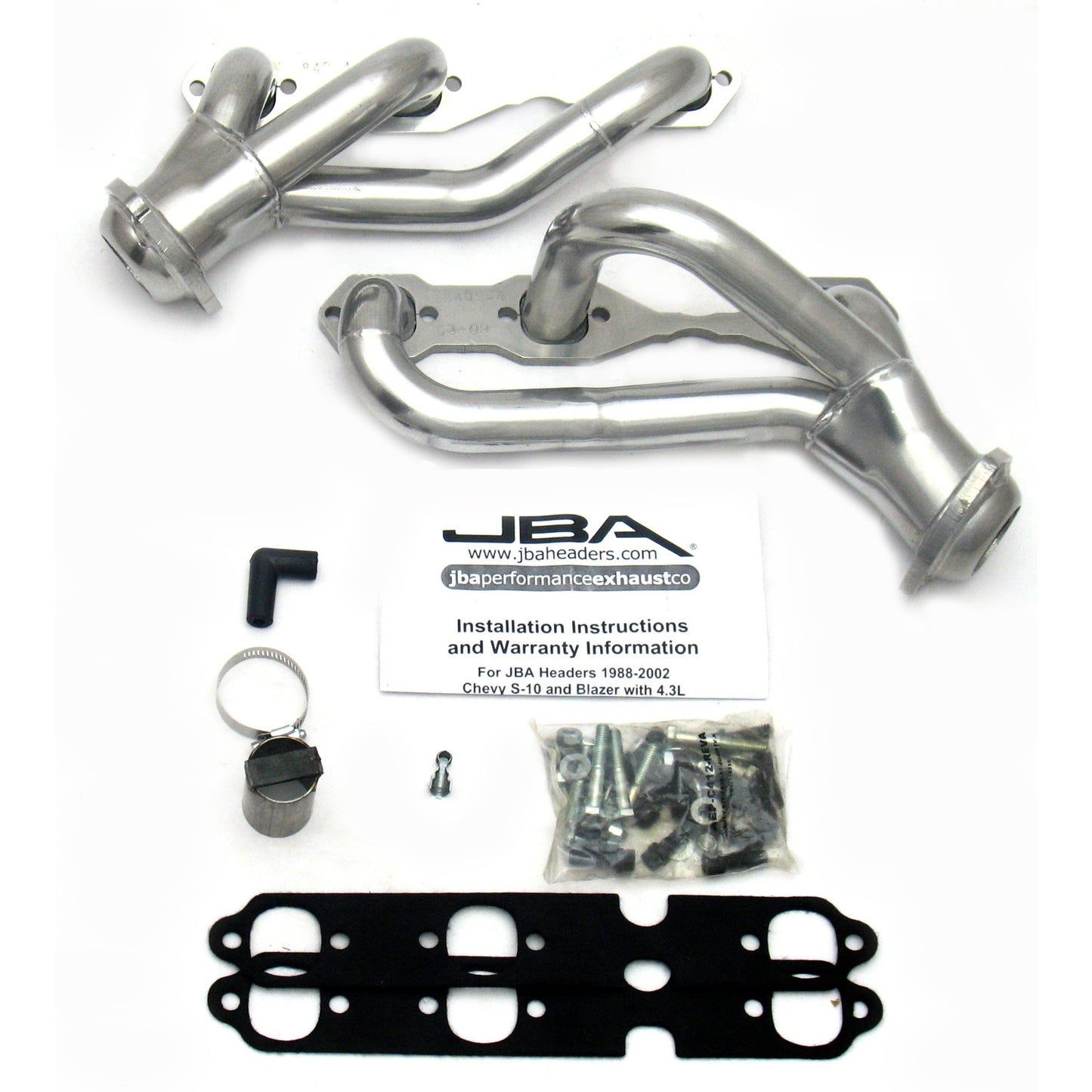 JBA Performance Exhaust 1840S-4JS 1 1/2" Header Shorty Stainless Steel 88-95/02-03 S10 4.3L 2 Wheel Drive Silver Ceramic