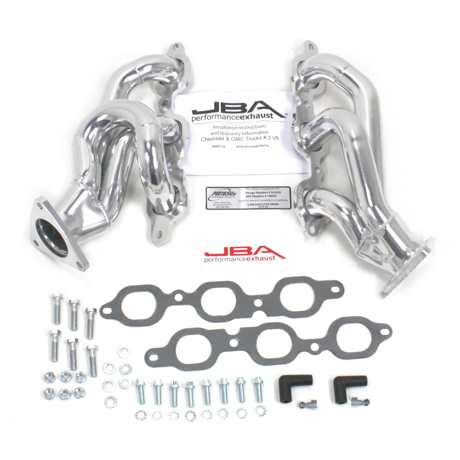 JBA Performance Exhaust 1842S-10JS  Header Shorty Stainless Steel 14-19 GM Truck 4.3L V-6 Silver Ceramic