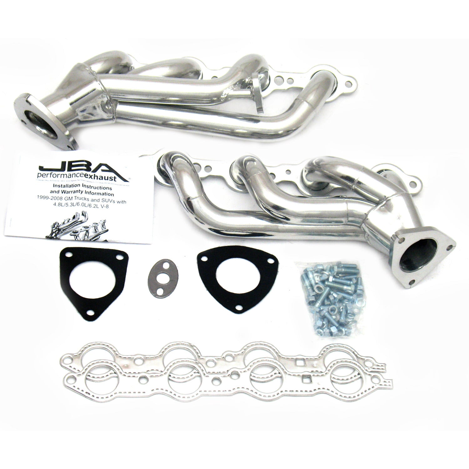 JBA Performance Exhaust 1850S-1JS 1 5/8" Header Shorty Stainless Steel 99-02 GM Truck 6.0L Silver Ceramic