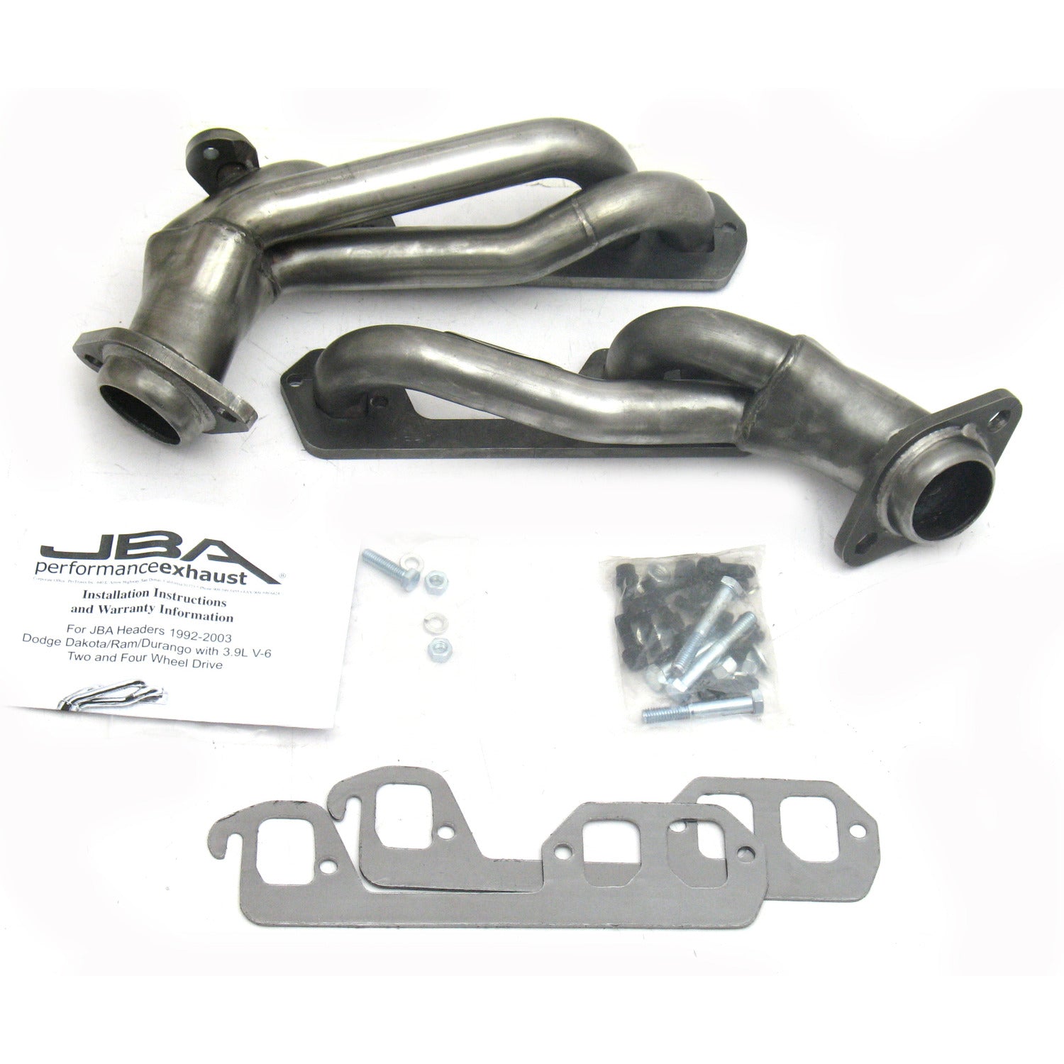 JBA Performance Exhaust 1938S 1 1/2" Header Shorty Stainless Steel 92-95 Dodge Ram/Dakota 3.9L