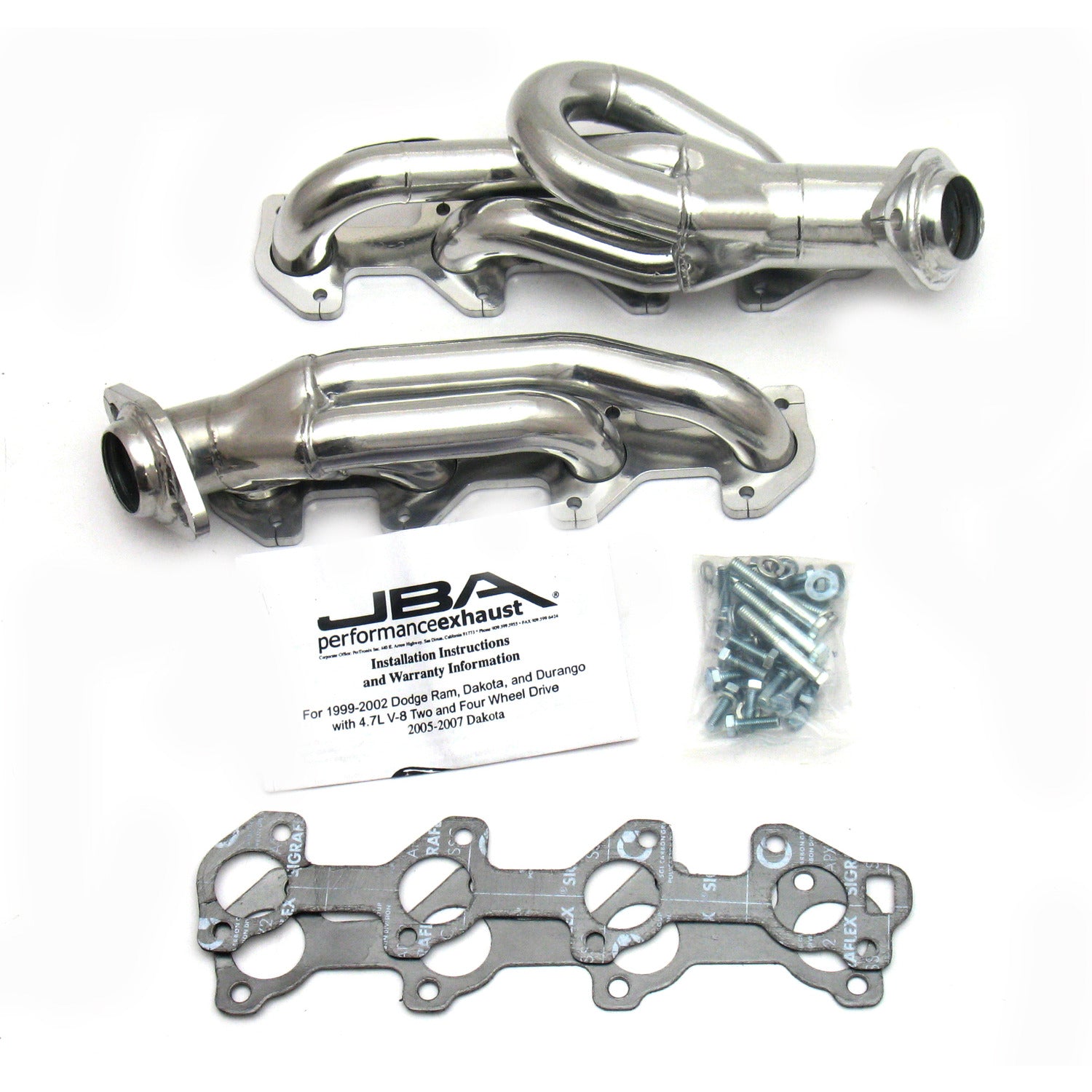 JBA Performance Exhaust 1949S-1JS 1 1/2" Header Shorty Stainless Steel 02-07 Dodge Ram 4.7L Silver Ceramic