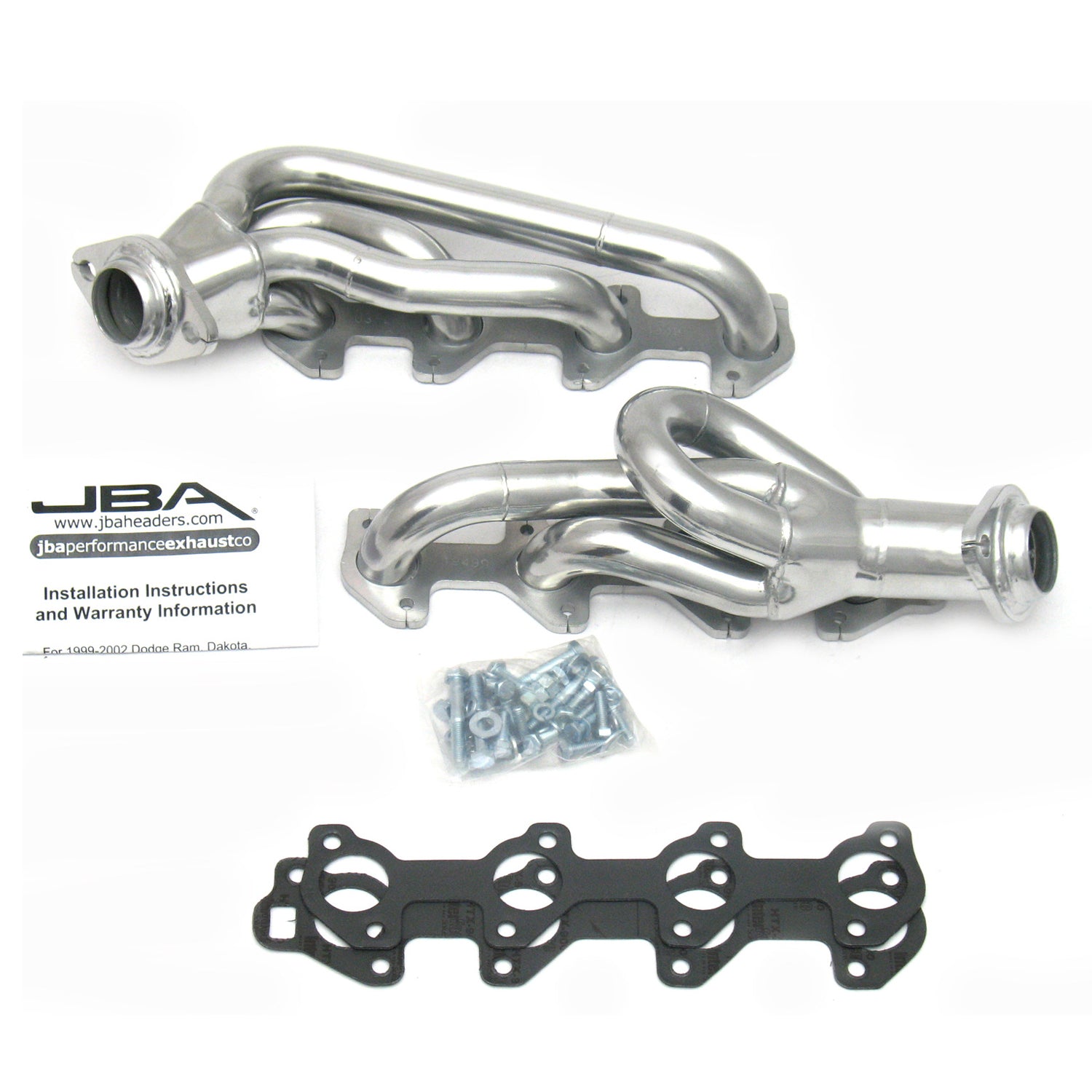 JBA Performance Exhaust 1949SJS 1 1/2" Header Shorty Stainless Steel 00-02 Dodge 4.7L Dakota/Durango Silver Ceramic