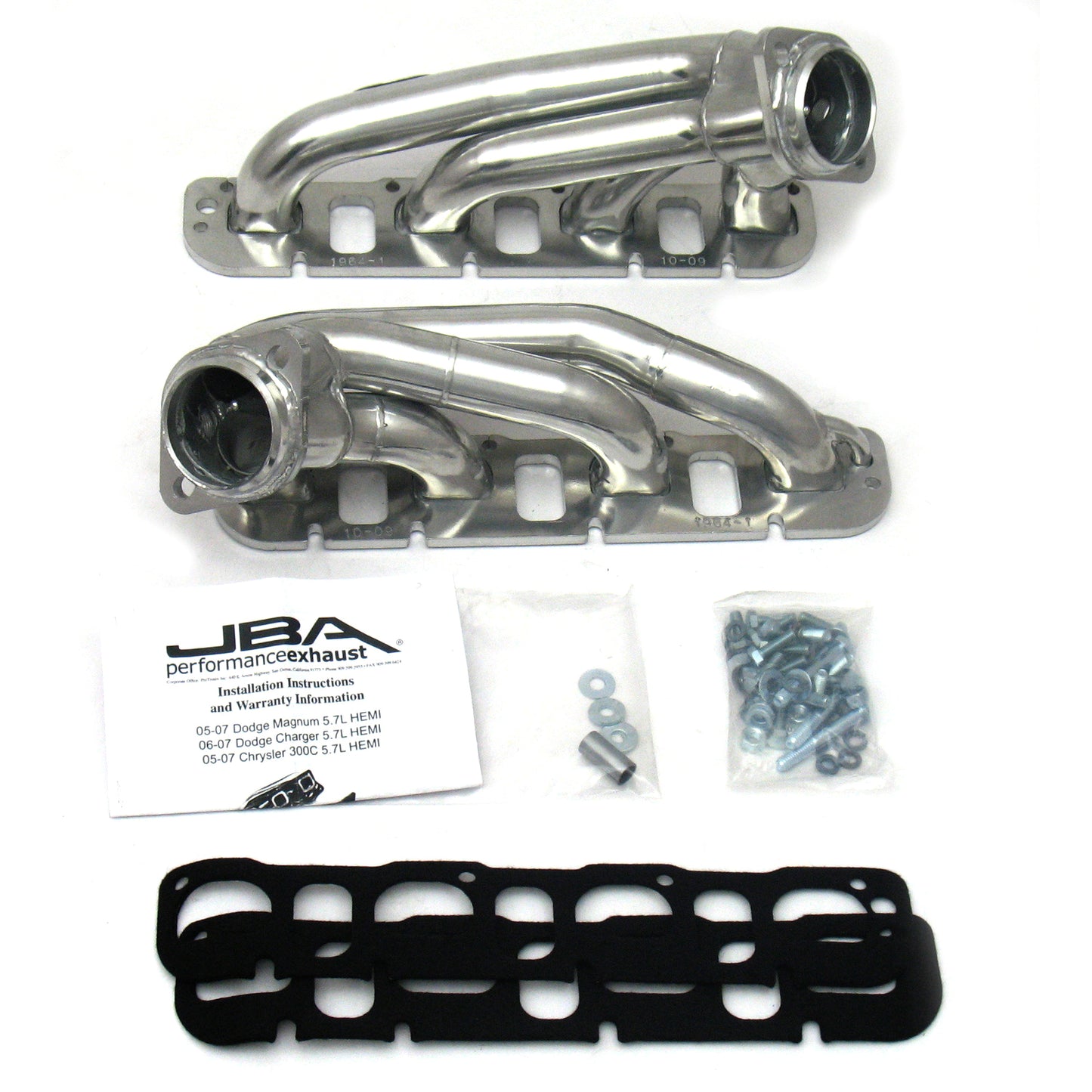 JBA Performance Exhaust 1964S-1JS 1 3/4" Header Shorty Stainless Steel 2009-2020 Challenger/ Charger/300C 09-10 Magnum 5.7L Silver Ceramic