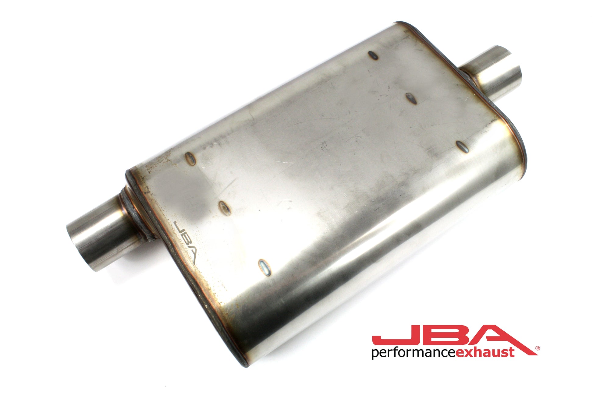 JBA Performance Exhaust 40-251301 "Universal" Chambered Style 304SS Muffler 13"x9.75"x4" 2.5" Inlet Diameter Offset/Center