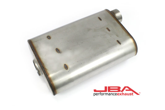 JBA Performance Exhaust 40-251400 "Universal" Chambered Style 304SS Muffler 14"x9.75"x4" 2.5" Inlet Diameter Offset/Offset