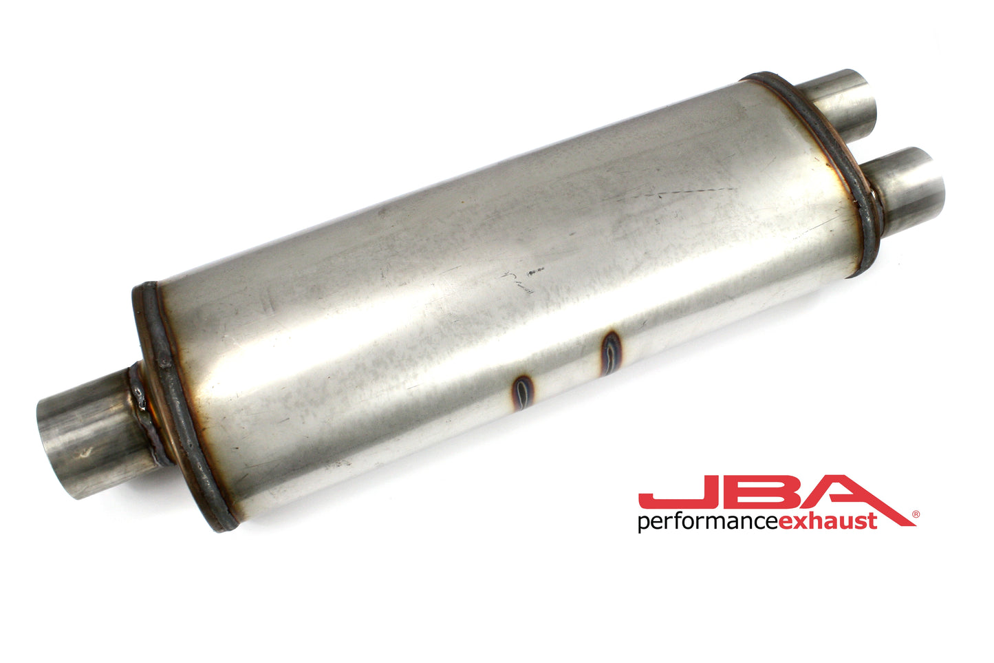 JBA Performance Exhaust 40-252500 "Universal" Chambered 304SS Muffler 25"X8"X5" 3" Center inlet/2.5" Dual outlet