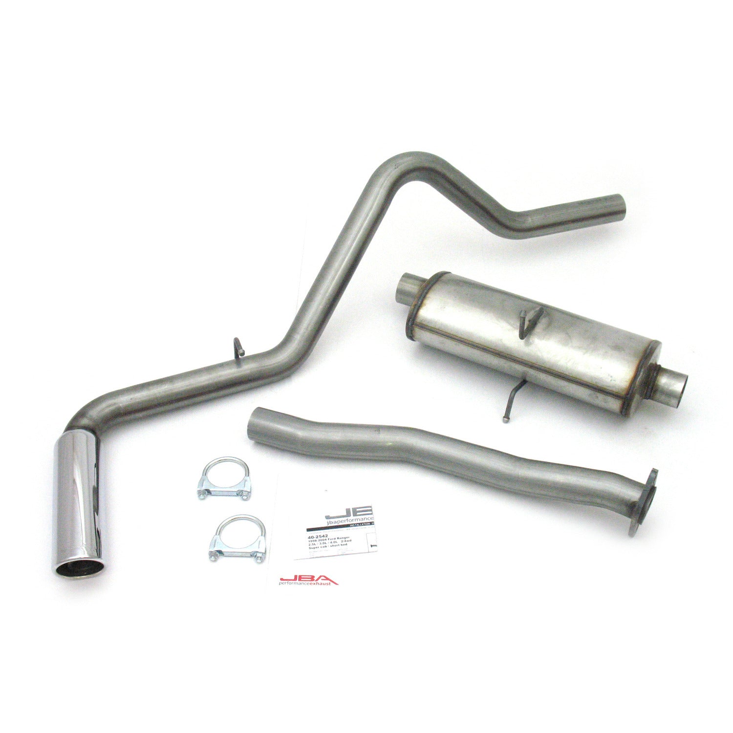 JBA Performance Exhaust 40-2542 2.5" Stainless Steel Exhaust System 98-11 Ranger Super Cab Short Beb