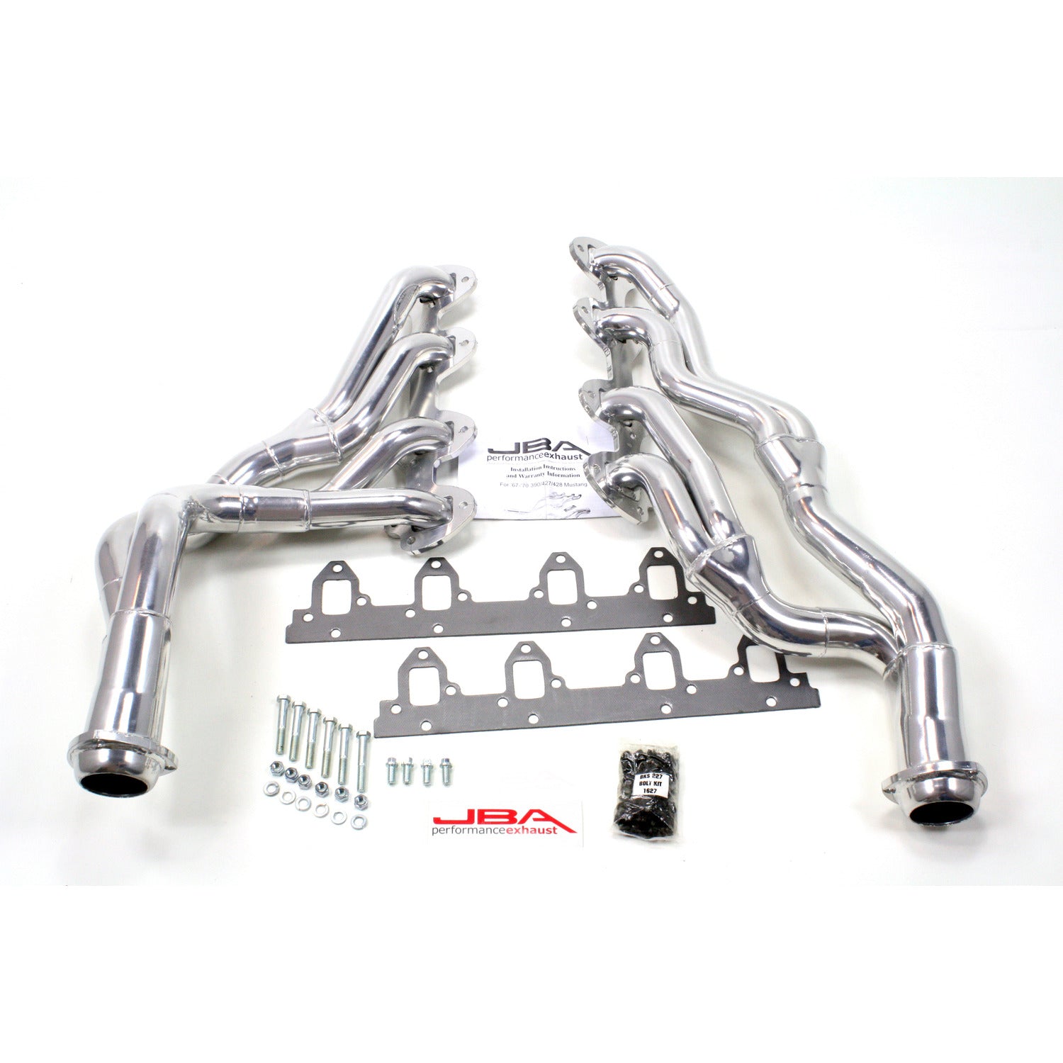 JBA Performance Exhaust 6655SJS 1 3/4" Header Long Tube Stainless Steel 67-70 Mustang 390/427/428 Cobra Jet Silver Ceramic