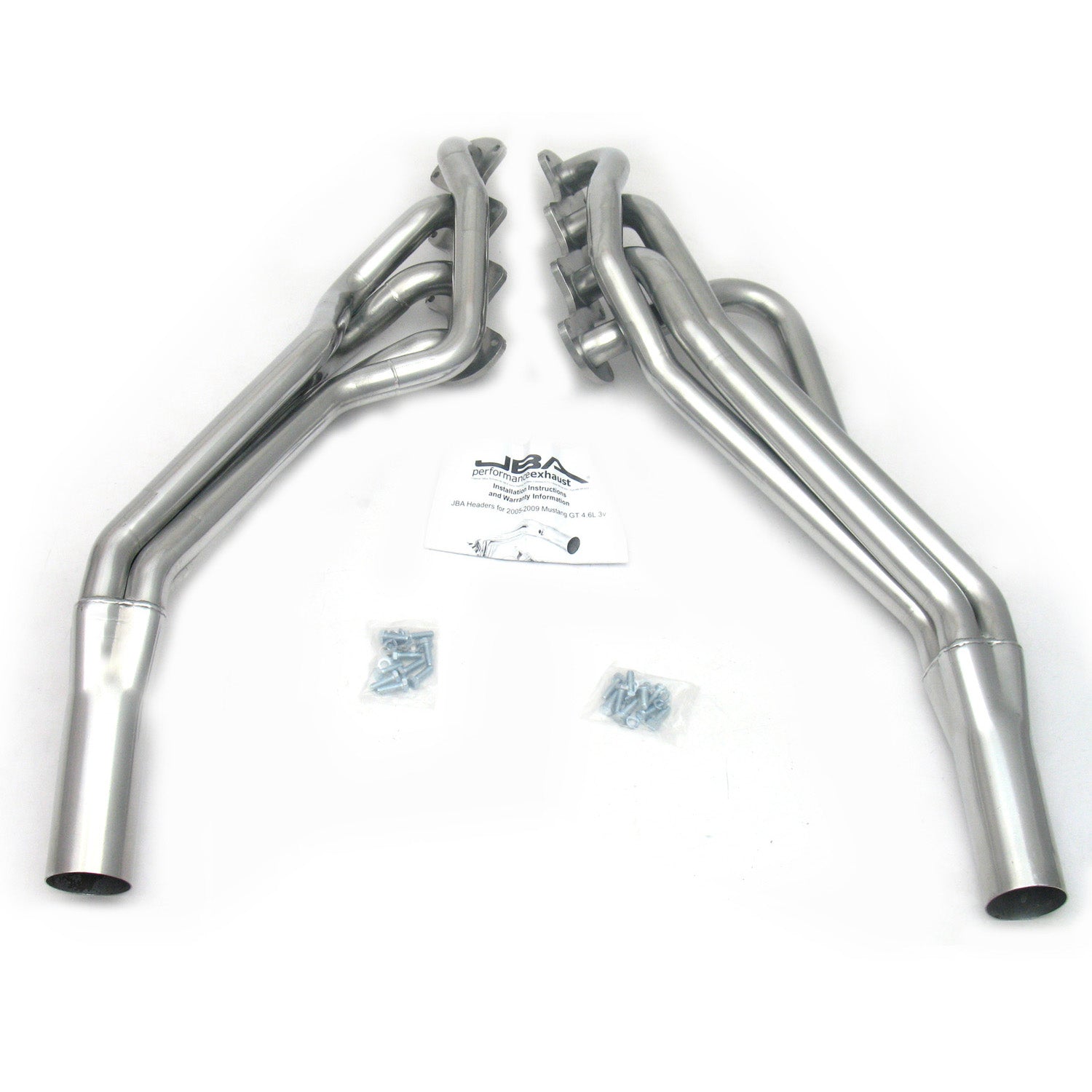 JBA Performance Exhaust 6673SJS 1 5/8" Header Long Tube Stainless Steel 2005-10 Mustang GT 3" Collector Silver Ceramic