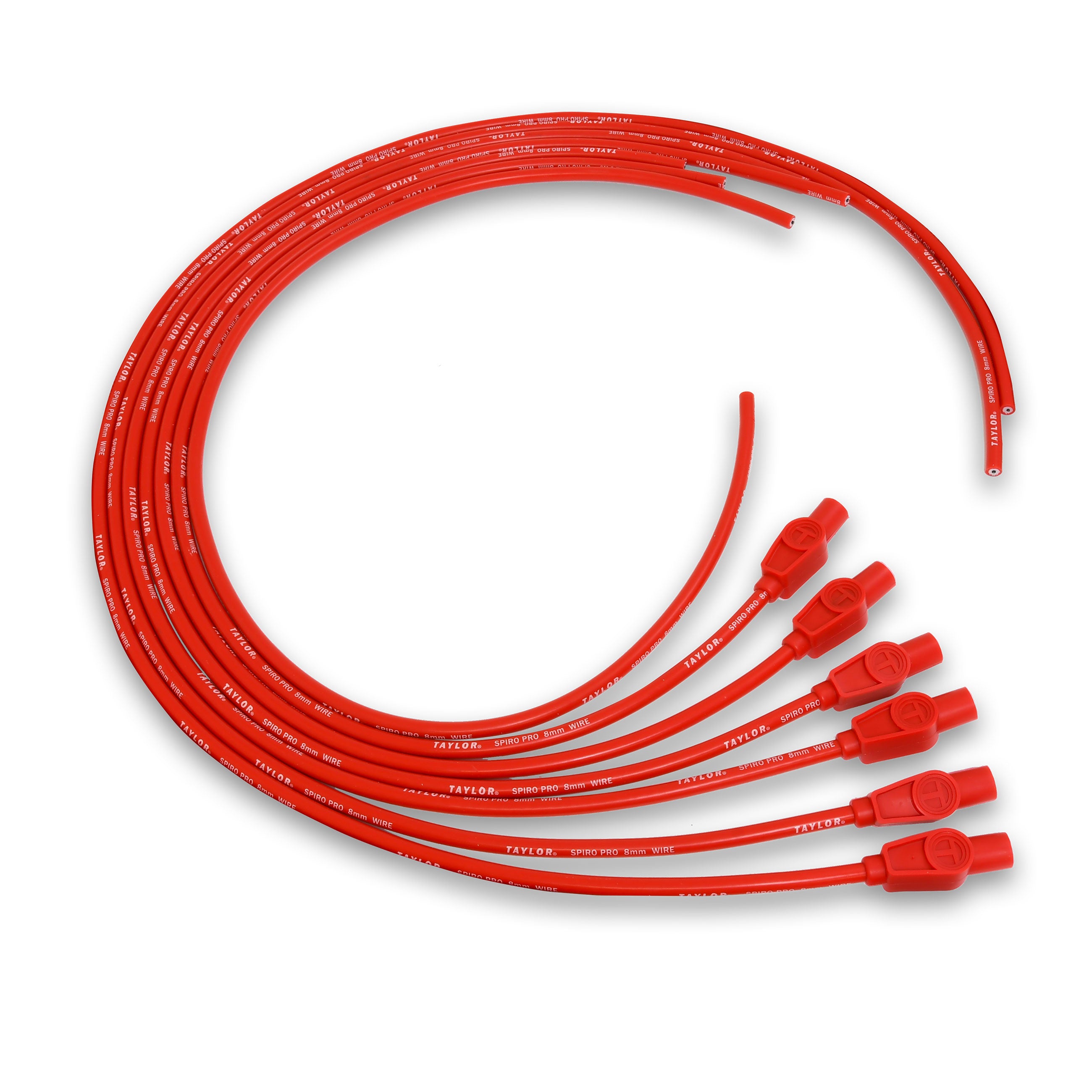 Taylor Cable 73245 8mm Spiro-Pro Ignition Wires univ 6 cyl 180 red