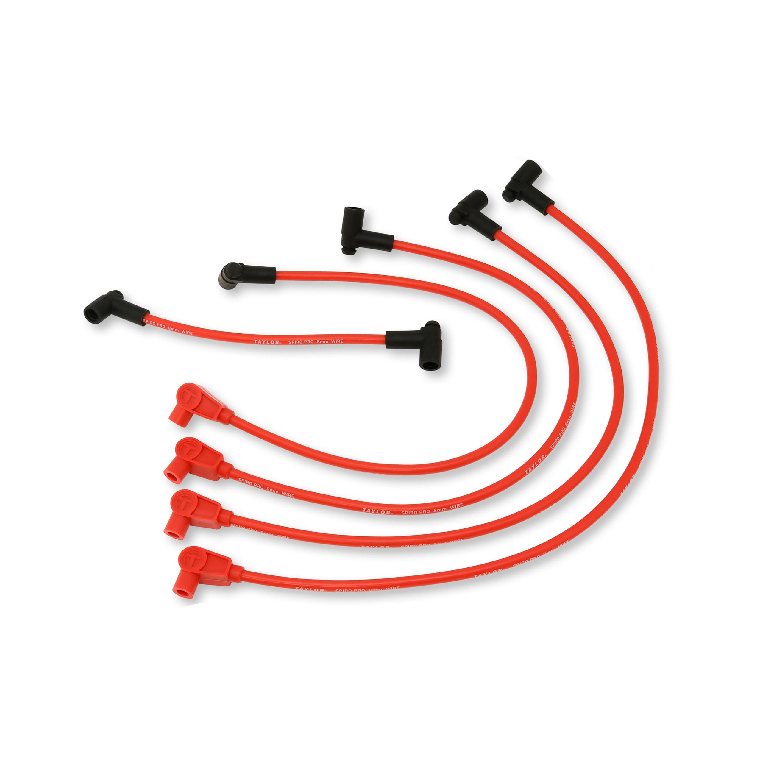 Taylor Cable 74291 8mm Spiro-Pro Custom Spark Plug Wires 4 cyl red 