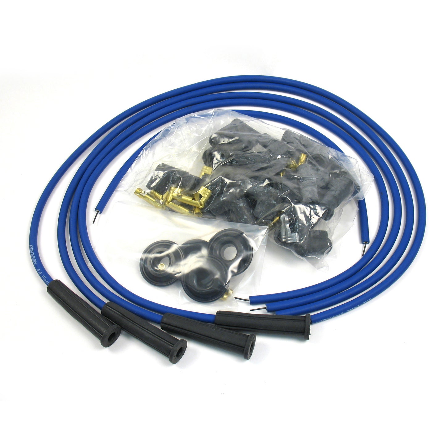 PerTronix 8043VW Flame-Thrower Spark Plug Wires 4 cyl 8mm VW Universal 180 Degree Blue