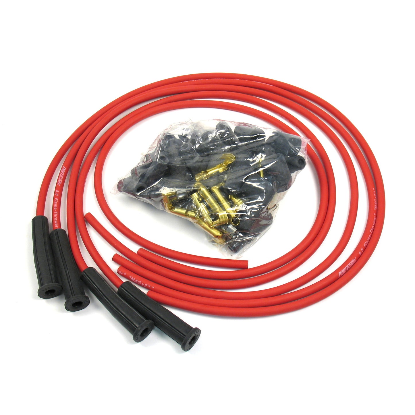 PerTronix 8044VW Flame-Thrower Spark Plug Wires 4 cyl 8mm VW Universal 180 Degree Red