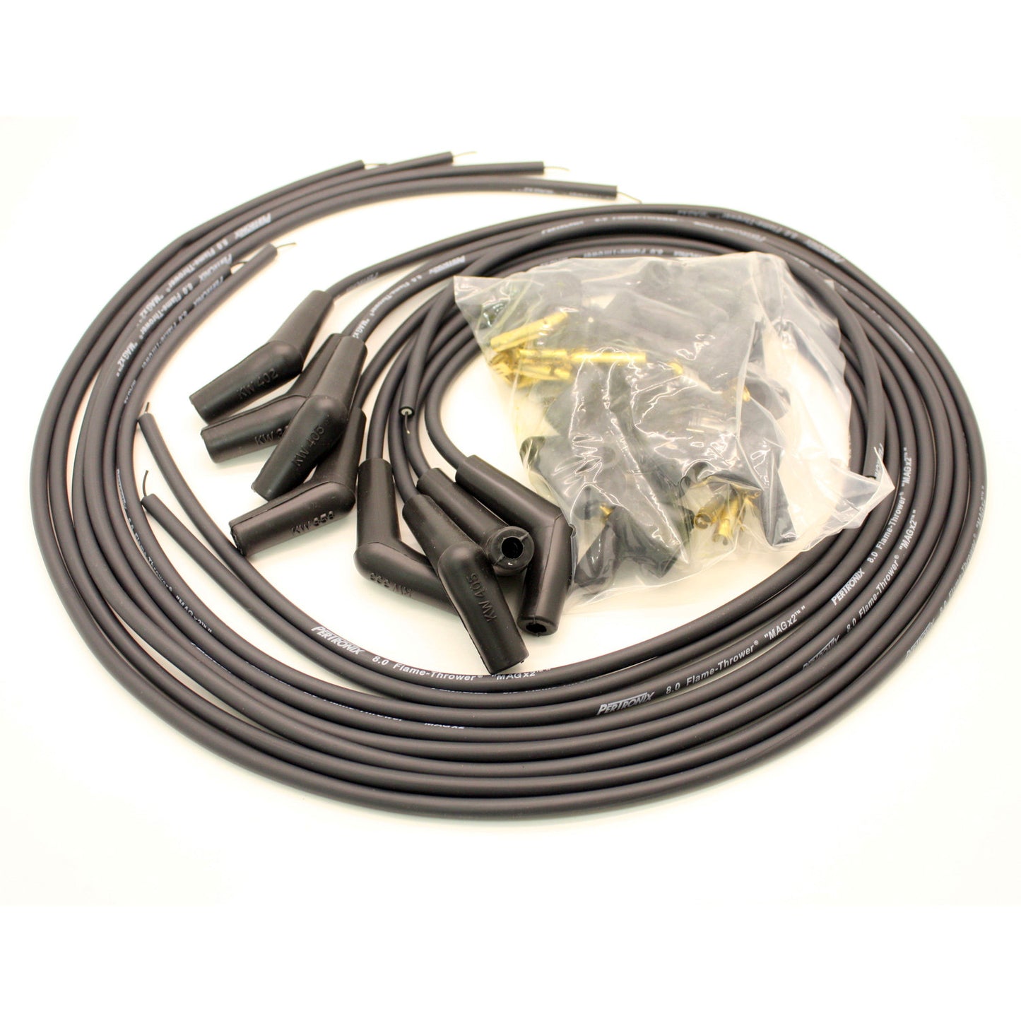 PerTronix 808215 Flame-Thrower Spark Plug Wires 8 cyl 8mm Universal 115 Degree Black
