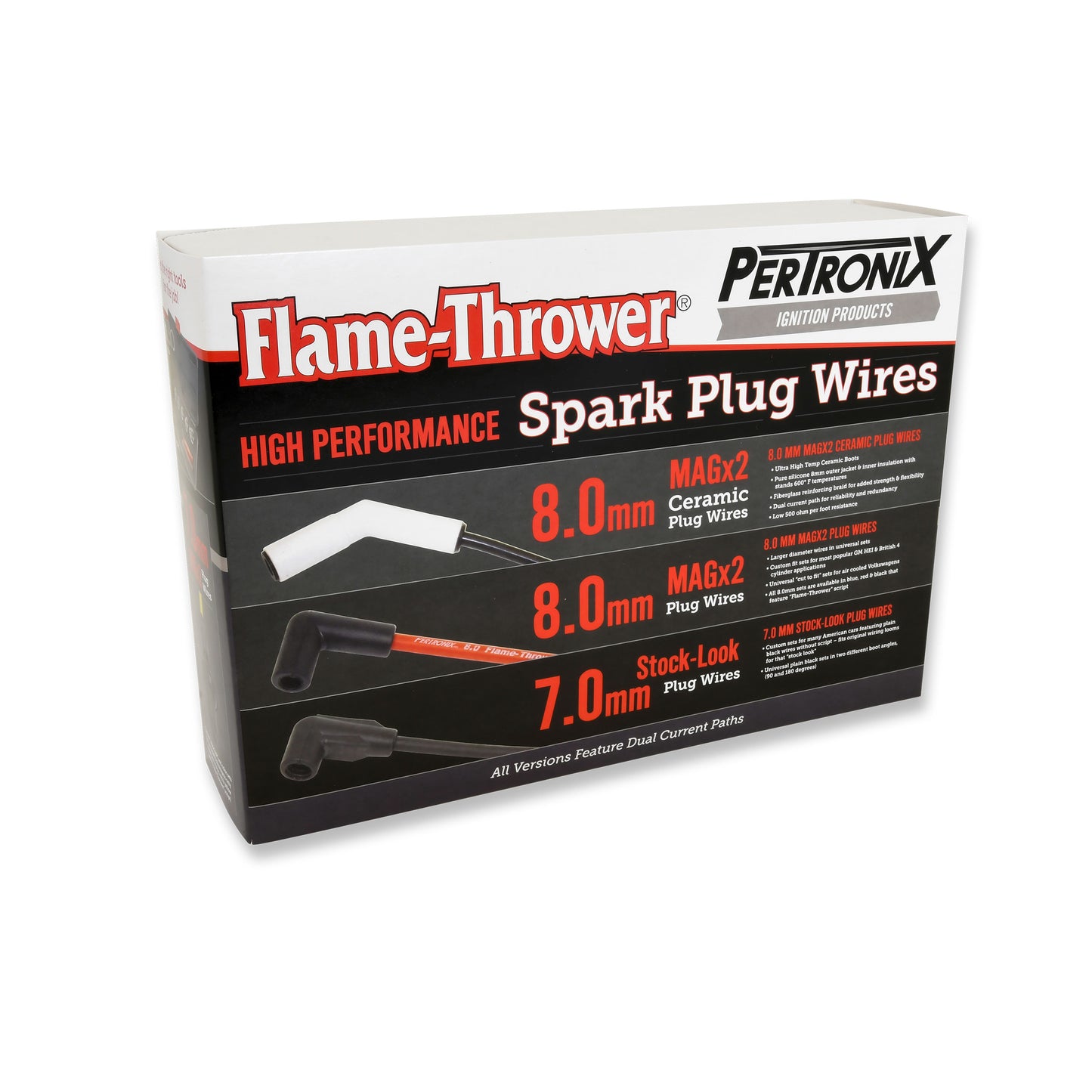 PerTronix 808215HT Flame-Thrower Spark Plug Wires 8 cyl 8mm Universal 45 Degree Ceramic Boot Black Wire