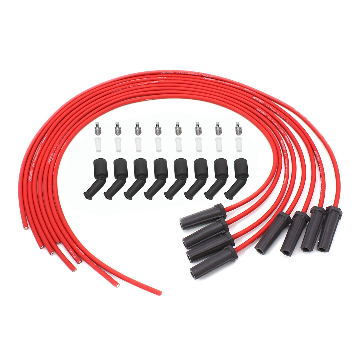 PerTronix 818480 Flame-Thrower Spark Plug Wires 8 cyl 8mm Universal LS 180 Degree Red