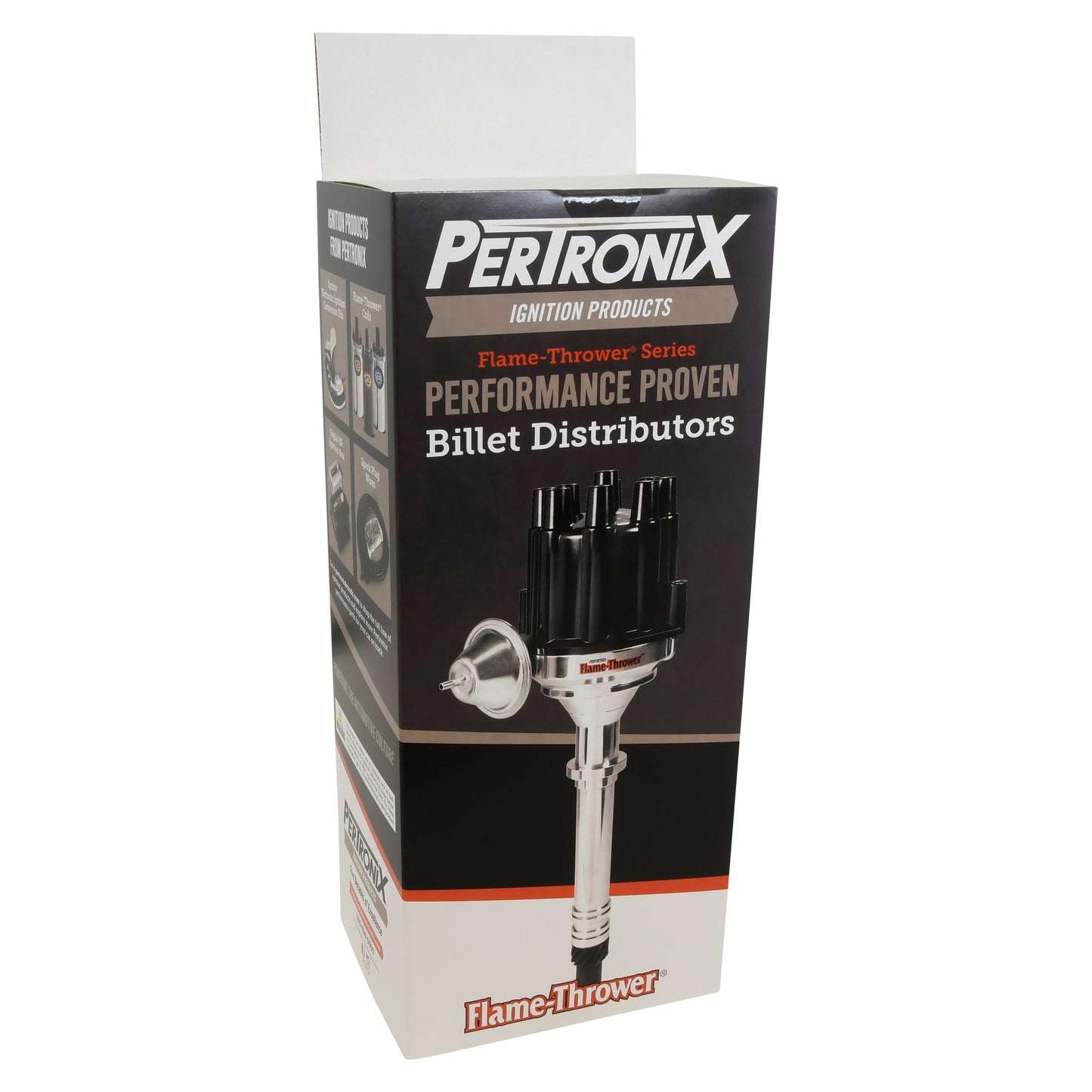 PerTronix D7134630 Flame-Thrower Electronic Distributor Cast Ford FE 332-428 with Ignitor III Technology Vacuum Advance Black Cap