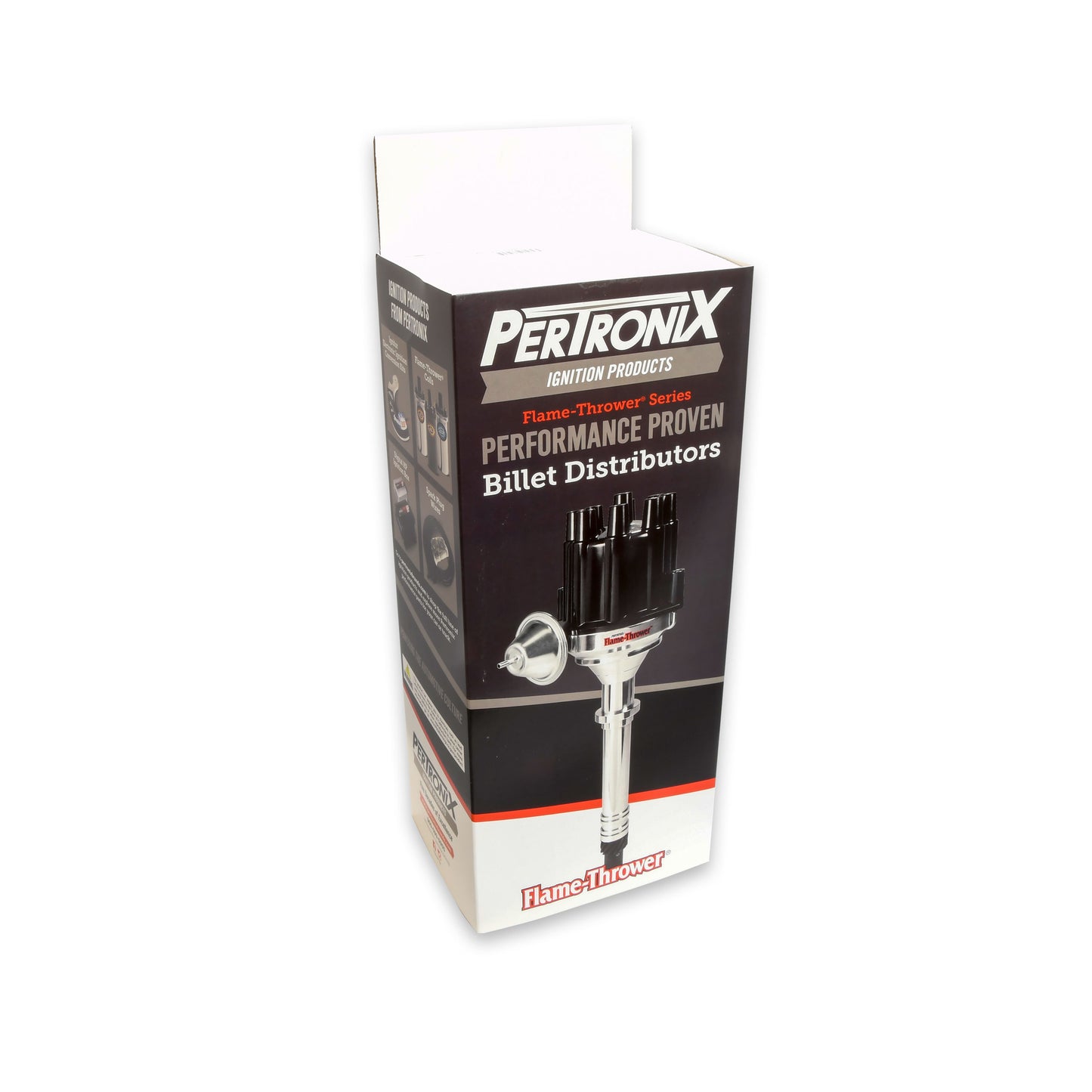 PerTronix D130710 Flame-Thrower Electronic Distributor Billet Ford Small Block Plug and Play with Ignitor II Technology Vacuum Advance Black Male Cap