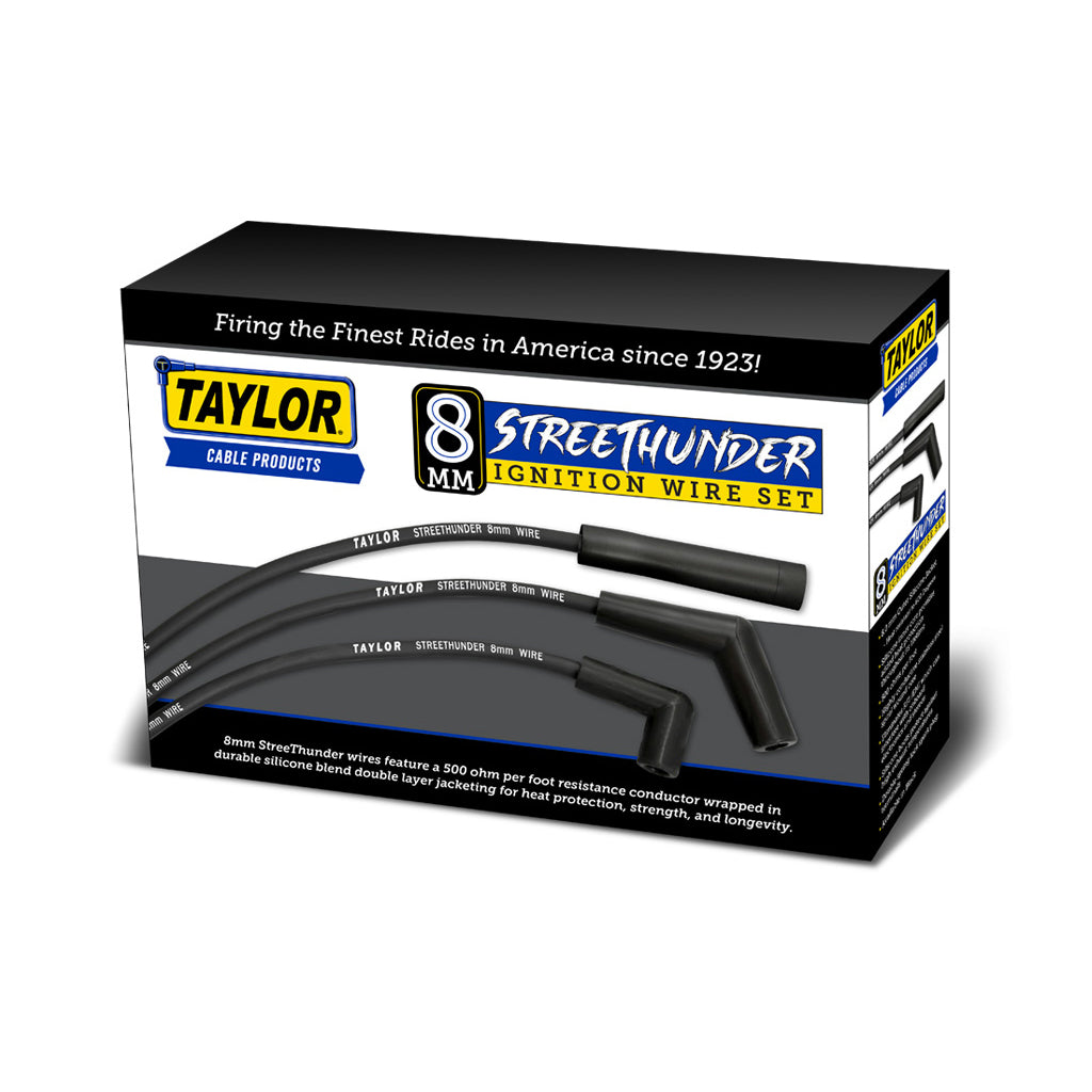 Taylor Cable 50045 8mm StreeThunder Ignition Wires univ 6cyl 180 black