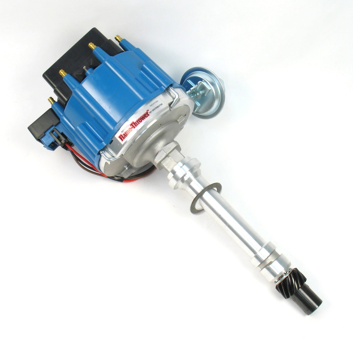 PerTronix D1052 Flame-Thrower Distributor HEI Chevrolet Small Block/Big Block Blue Cap Machine Polished