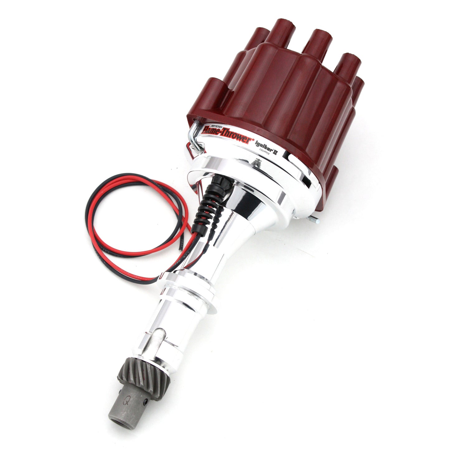 PerTronix D120801 Flame-Thrower Electronic Distributor Billet Pontiac V8 Plug and Play with Ignitor II Technology Non Vacuum Advance Red Cap