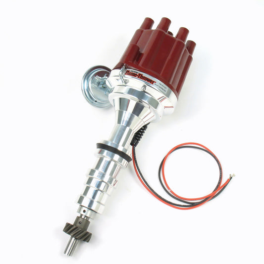 PerTronix D133701 Flame-Thrower Electronic Distributor Billet Ford FE 352-428 Plug and Play with Ignitor II Technology Vacuum Advance Red Cap