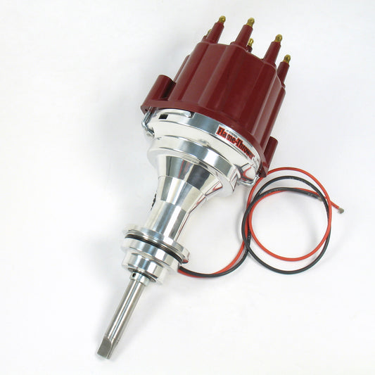 PerTronix D141811 Flame-Thrower Electronic Distributor Billet Chrysler/Dodge/Plymouth 273-360 Plug and Play with Ignitor II Technology Non Vacuum Advance Red Male Cap