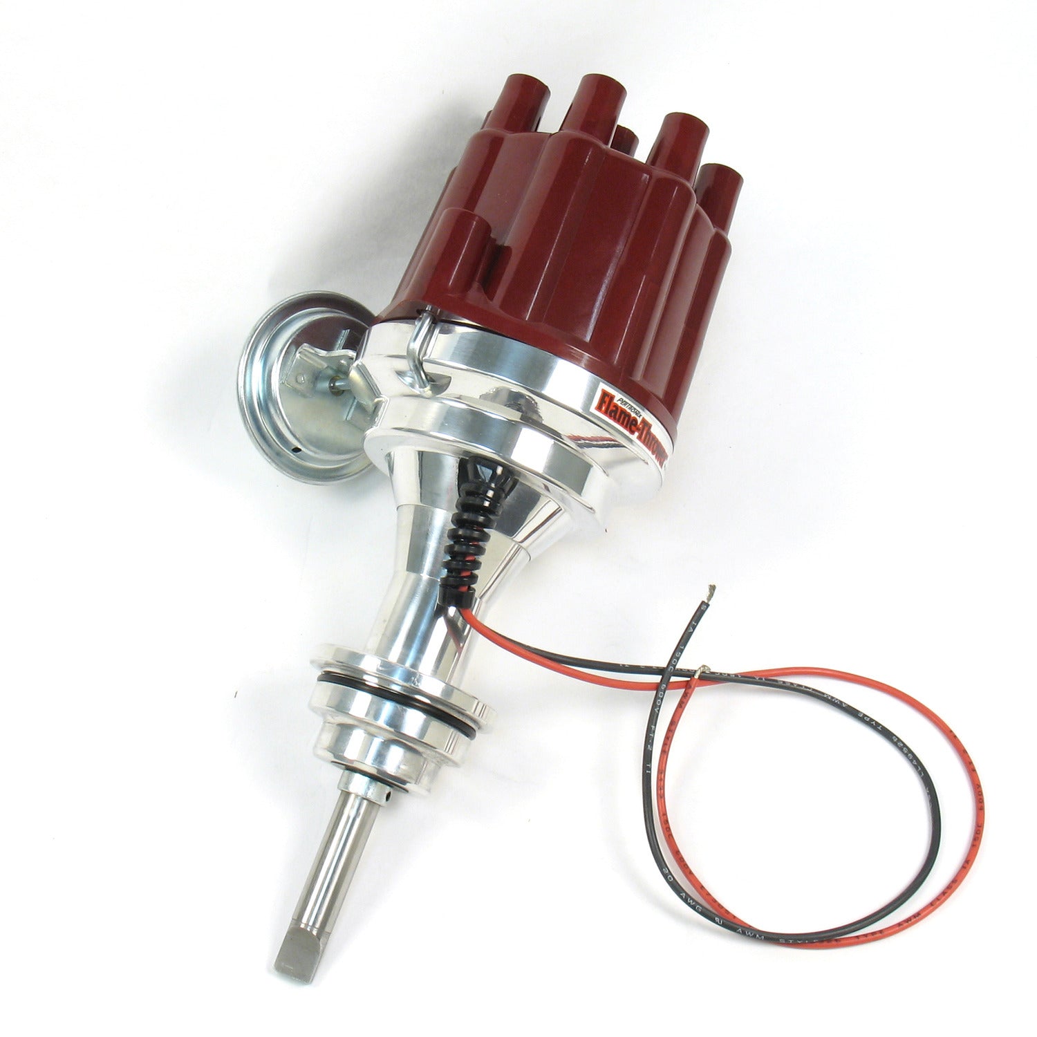 PerTronix D142701 Flame-Thrower Electronic Distributor Billet Chrysler/Dodge/Plymouth 383-400 Plug and Play with Ignitor II Technology Vacuum Advance Red Cap