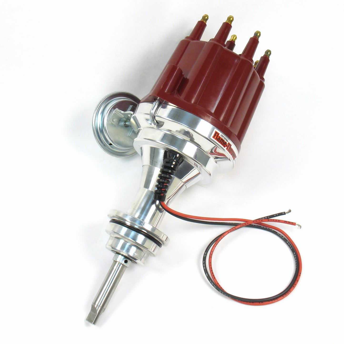 PerTronix D142711 Flame-Thrower Electronic Distributor Billet Chrysler/Dodge/Plymouth 383-400 Plug and Play with Ignitor II Technology Vacuum Advance Red Male Cap
