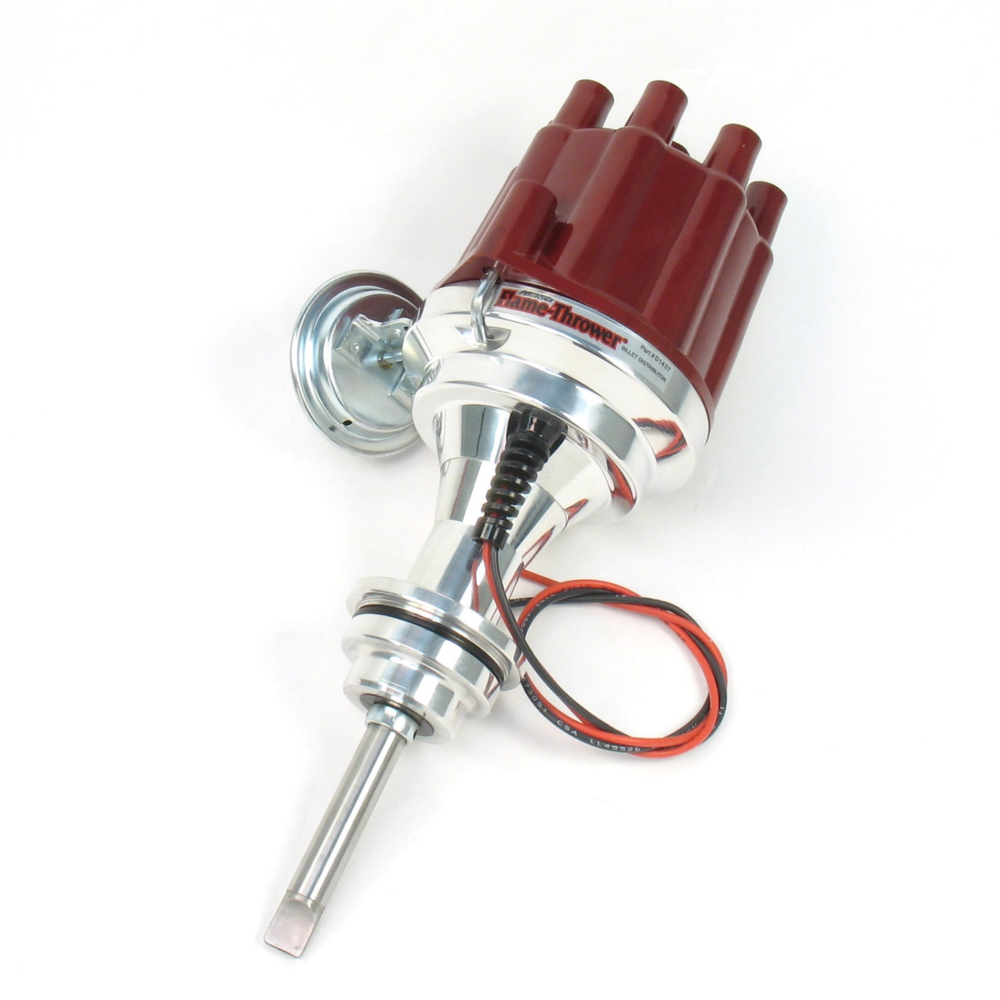 PerTronix D143701 Flame-Thrower Electronic Distributor Billet Chrysler/Dodge/Plymouth 426-440 Plug and Play with Ignitor II Technology Vacuum Advance Red Cap