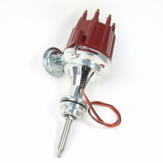 PerTronix D143711 Flame-Thrower Electronic Distributor Billet Chrysler/Dodge/Plymouth 426-440 Plug and Play with Ignitor II Technology Vacuum Advance Red Male Cap