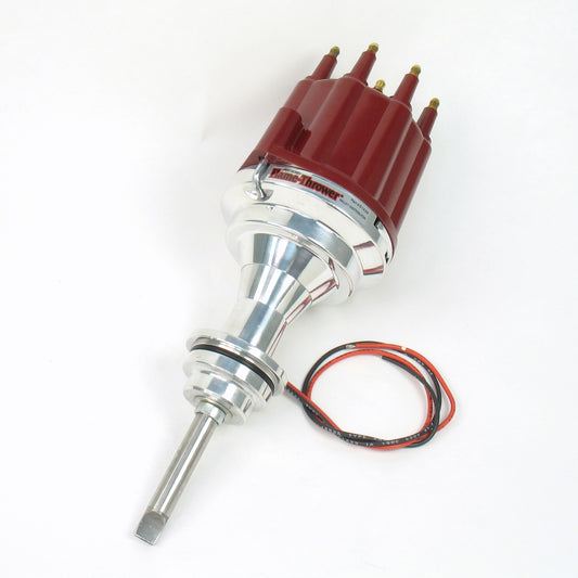PerTronix D143811 Flame-Thrower Electronic Distributor Billet Chrysler/Dodge/Plymouth 426-440 Plug and Play with Ignitor II Technology Non Vacuum Advance Red Male Cap