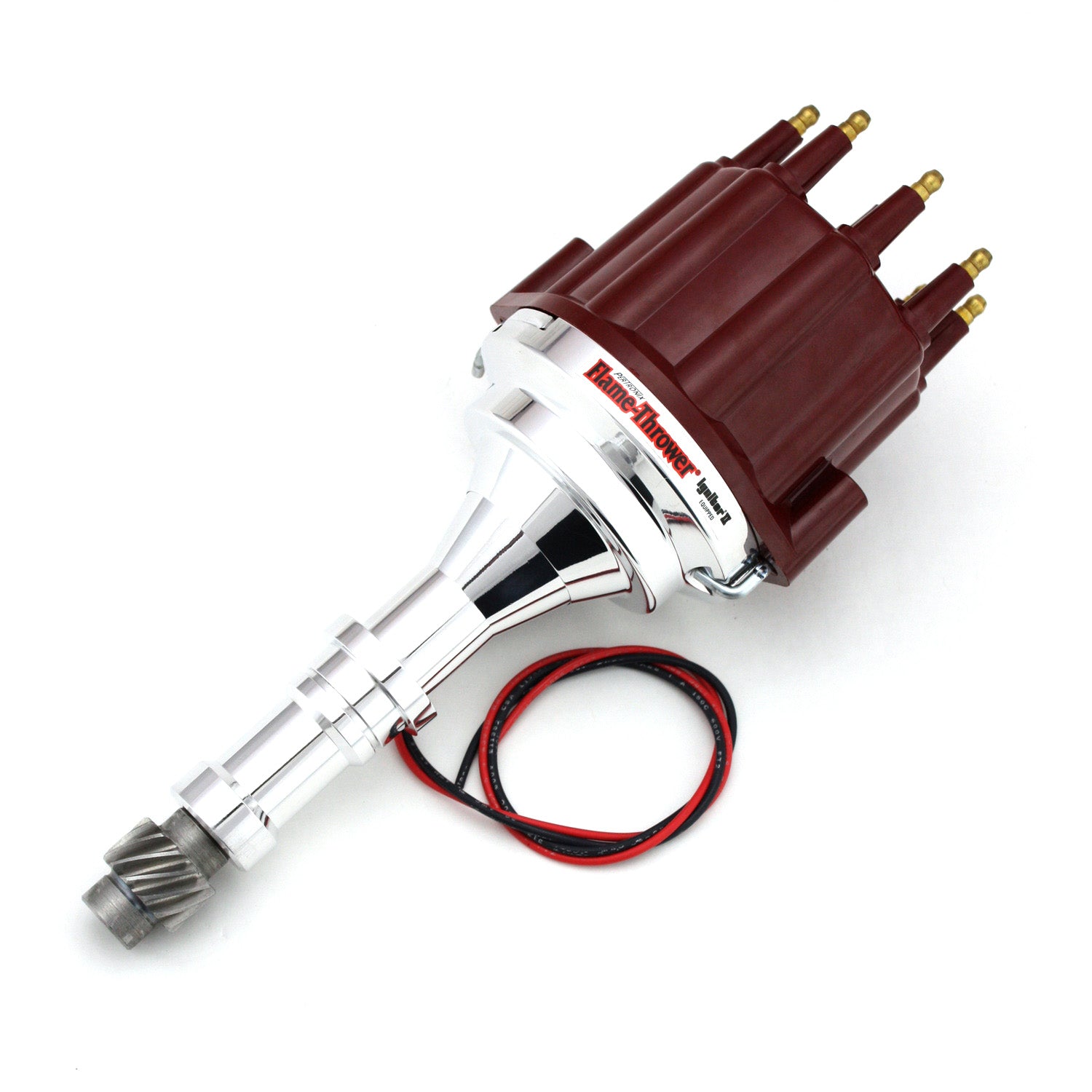PerTronix D150811 Flame-Thrower Electronic Distributor Billet Buick V8 Plug and Play with Ignitor II Technology Non Vacuum Advance Red Male Cap