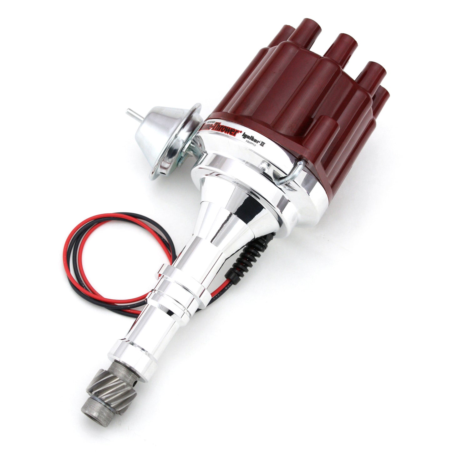 PerTronix D151701 Flame-Thrower Electronic Distributor Billet Buick V8 215-350 Plug and Play with Ignitor II Technology Vacuum Advance Red Cap