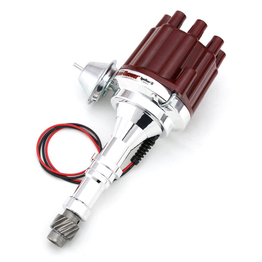 PerTronix D151701 Flame-Thrower Electronic Distributor Billet Buick V8 215-350 Plug and Play with Ignitor II Technology Vacuum Advance Red Cap