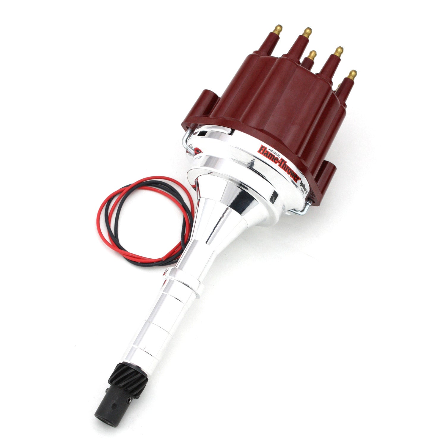 PerTronix D160811 Flame-Thrower Electronic Distributor Billet AMC V8 Plug and Play with Ignitor II Technology Non Vacuum Advance Red Male Cap