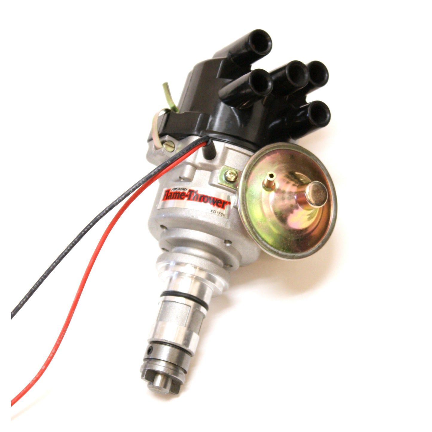 PerTronix D176609 Flame-Thrower Electronic Distributor Cast British 4 cyl Plug and Play with Ignitor Vacuum Advance Side Cap