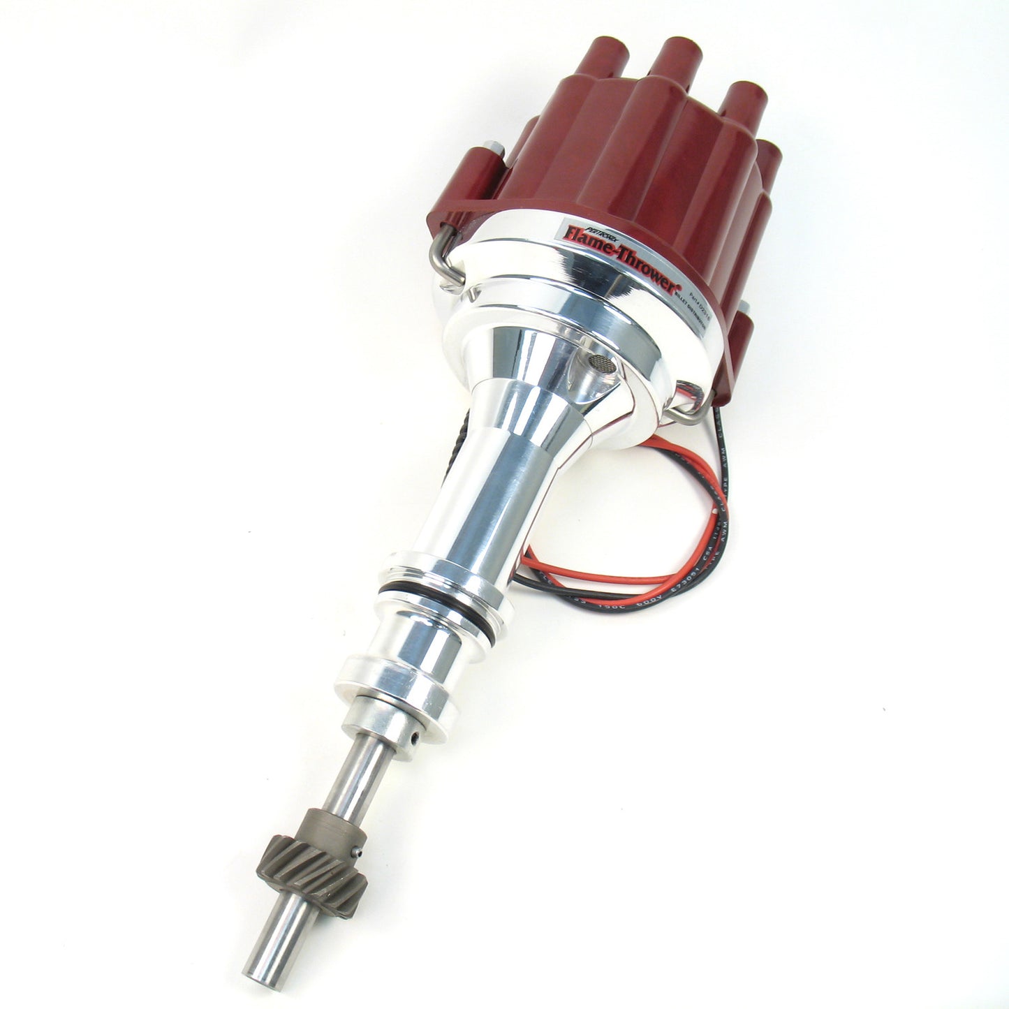 PerTronix D231801 Flame-Thrower Electronic Distributor Billet Marine Ford 351W Plug and Play with Ignitor II Red Cap